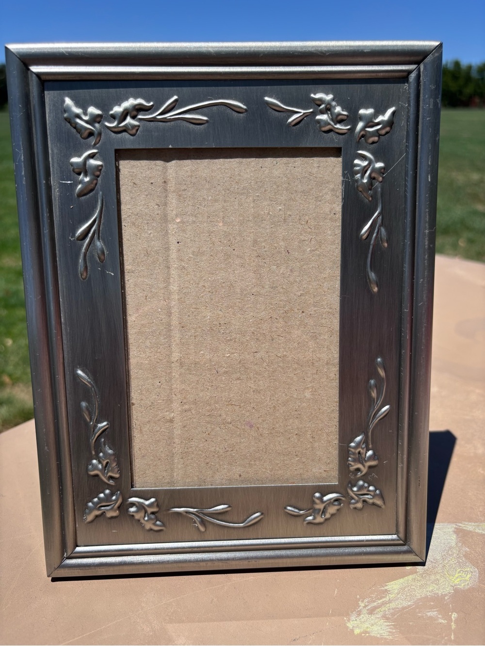 Vintage 1998 HB Group Silver Metal 5x7 Picture Frame Ornate Raised Floral Border